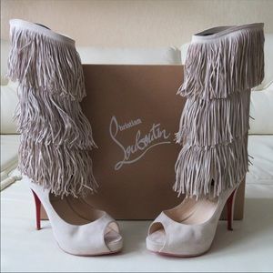 Christian Louboutin Tina fringe Suede Boots 40.5